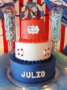 Tarta primera comunión con motivos marineros
